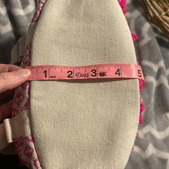 NEW Pink embroidered mini backpack bag with yarn fringe accent NWT - Picture 9 of 10